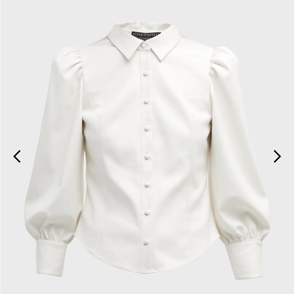 Alice + Olivia Cream Puff Sleeve Blouse